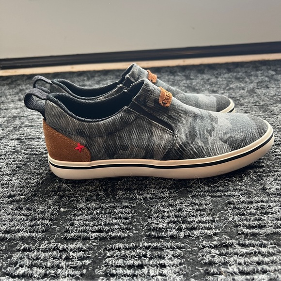 XTRATUF Women's Slip-On Sneakers - Black Canvas with Brown Suede Heel - Picture 5 of 16